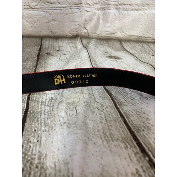 Women's Red Boho Western Leather Belt, Gold Silver Tone Buckle, 31 inches - Picture 4 of 5